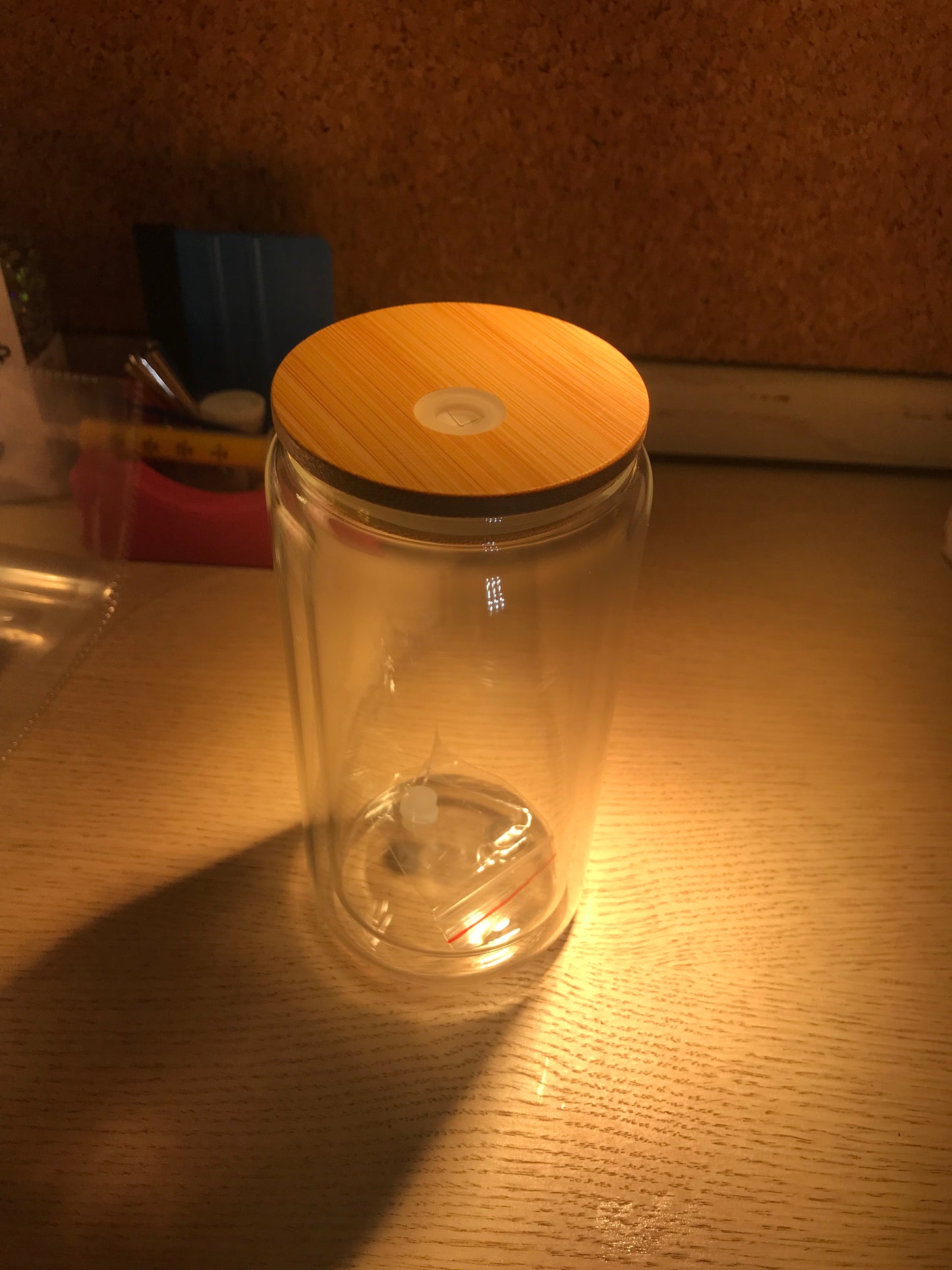 16 oz Glass Snowgobe w bamboo lid