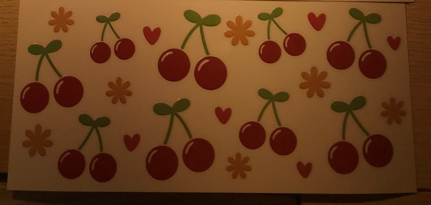 Red cherries with red hearts Decal wrap