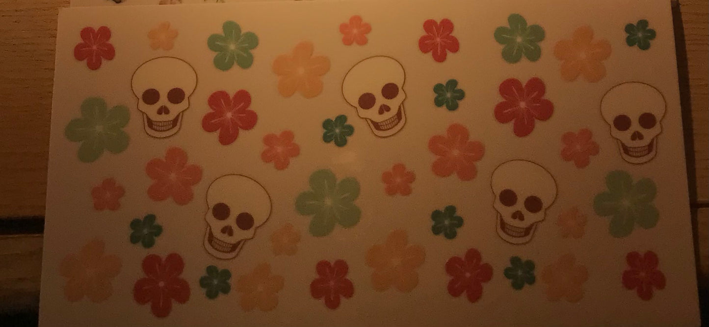 Pastel flowers with skulls Decal wrap