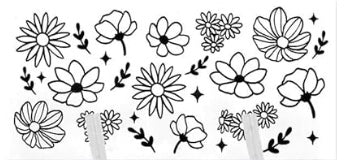 Black Flowers Decal Wrap #6