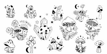 Black Mushrooms and Crystals Decal Wrap