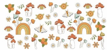 Mushrooms and Rainbow Decal Wrap