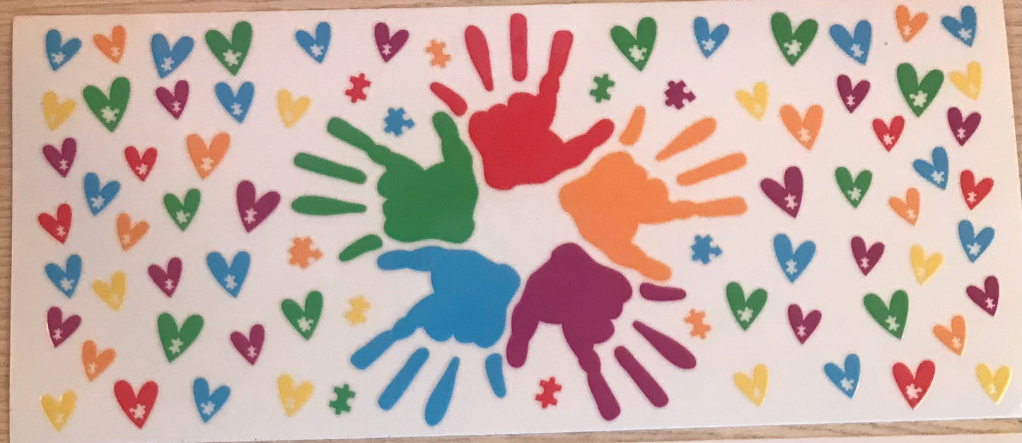 Hand Hearts Autism Decal Wrap