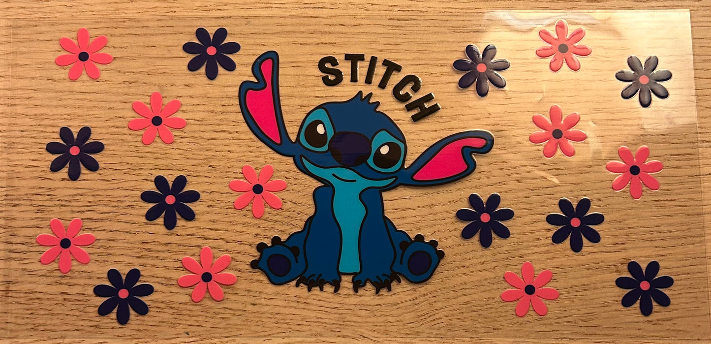 Stitch with pink and purple flowers Decal Wrap