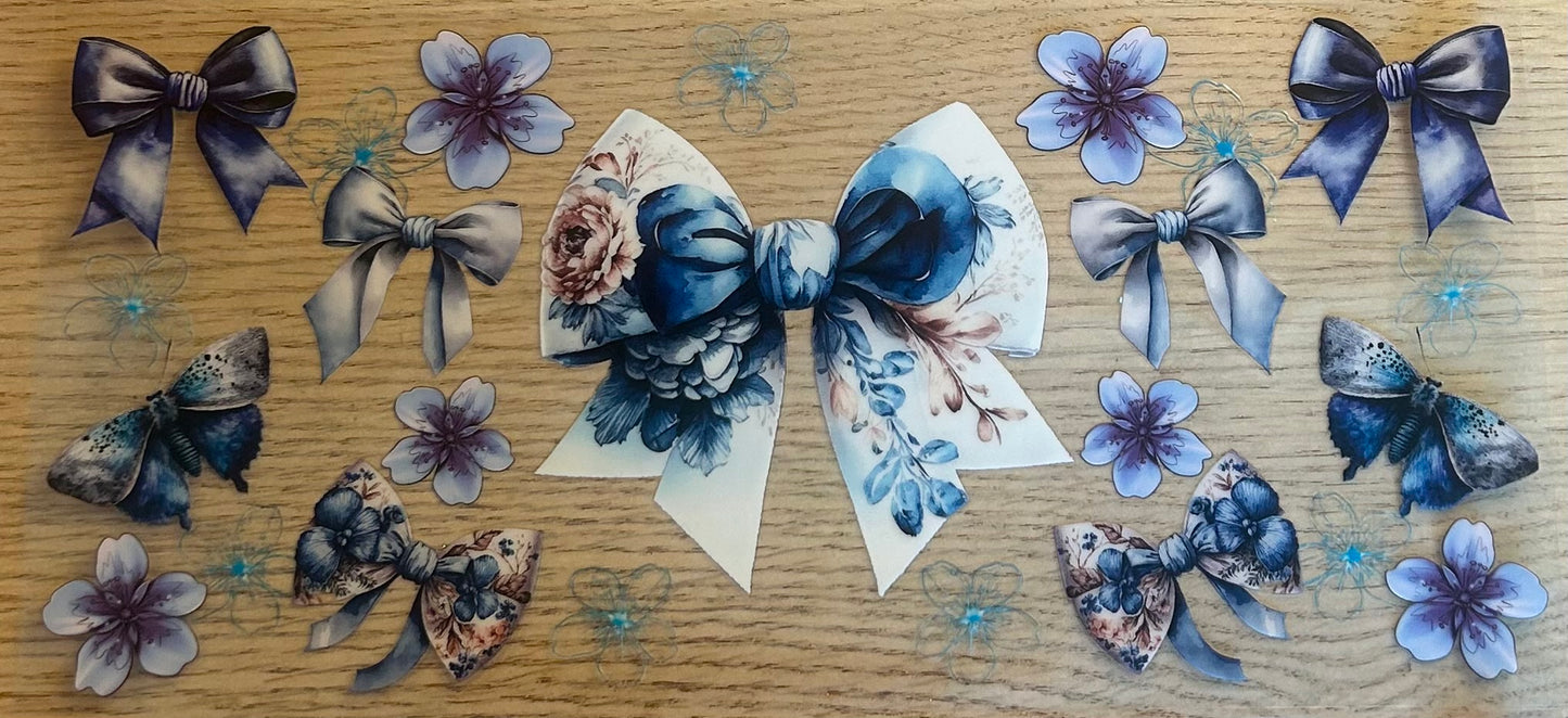 Blue Bows and Flowers Decal Wrap
