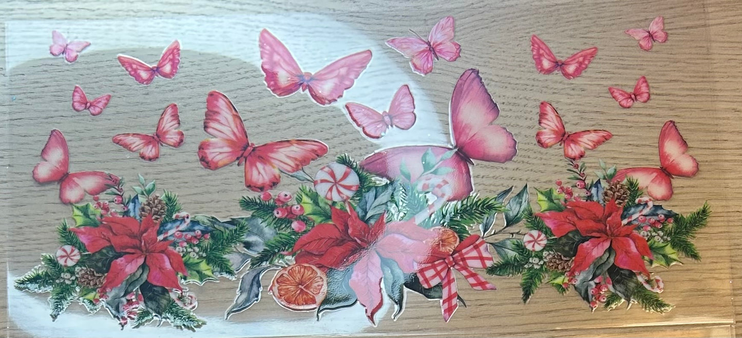 Red Butterflies and Christmas Decor Decal Wrap
