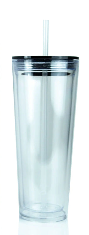 24 oz Acrylic Snow Globe cup w Black Lid