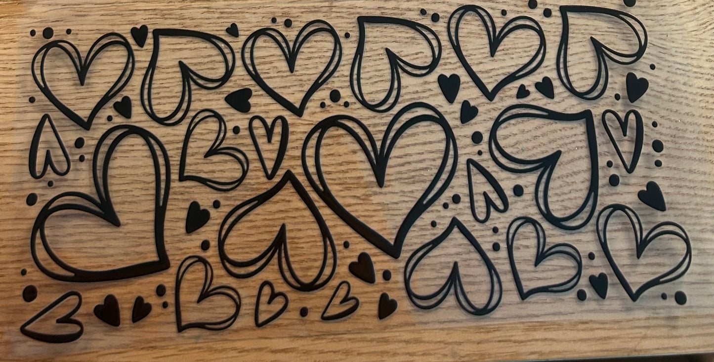 Black Outlined Hearts Decal Wrap