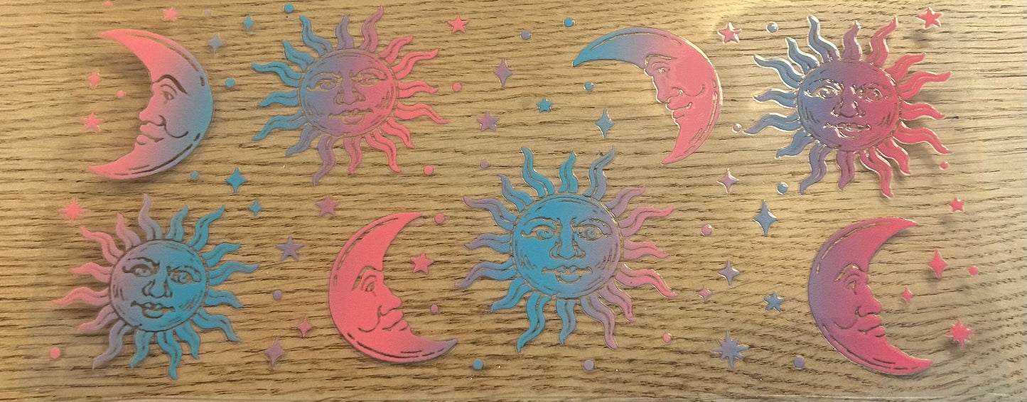Blue and Pink Ombre Suns and Moons Decal Wrap