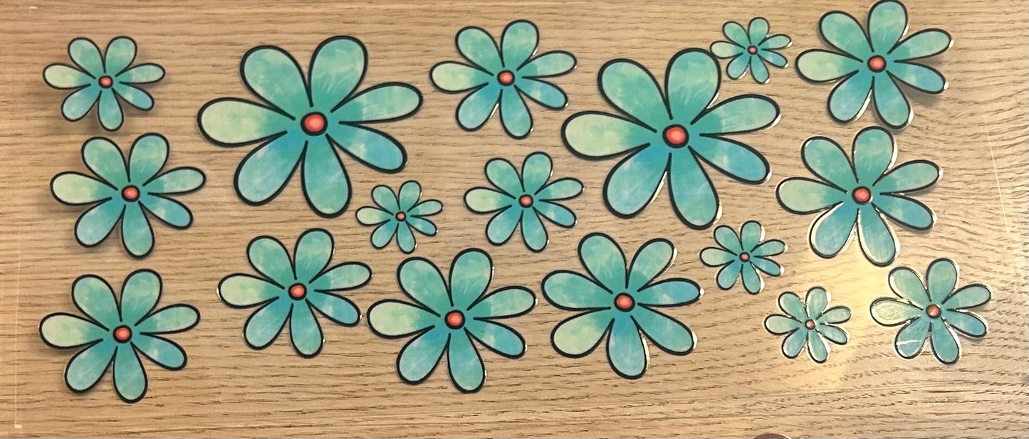 Teal Flowers Decal Wrap
