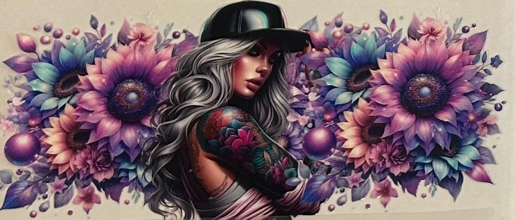 Purple Flower tattoo girl