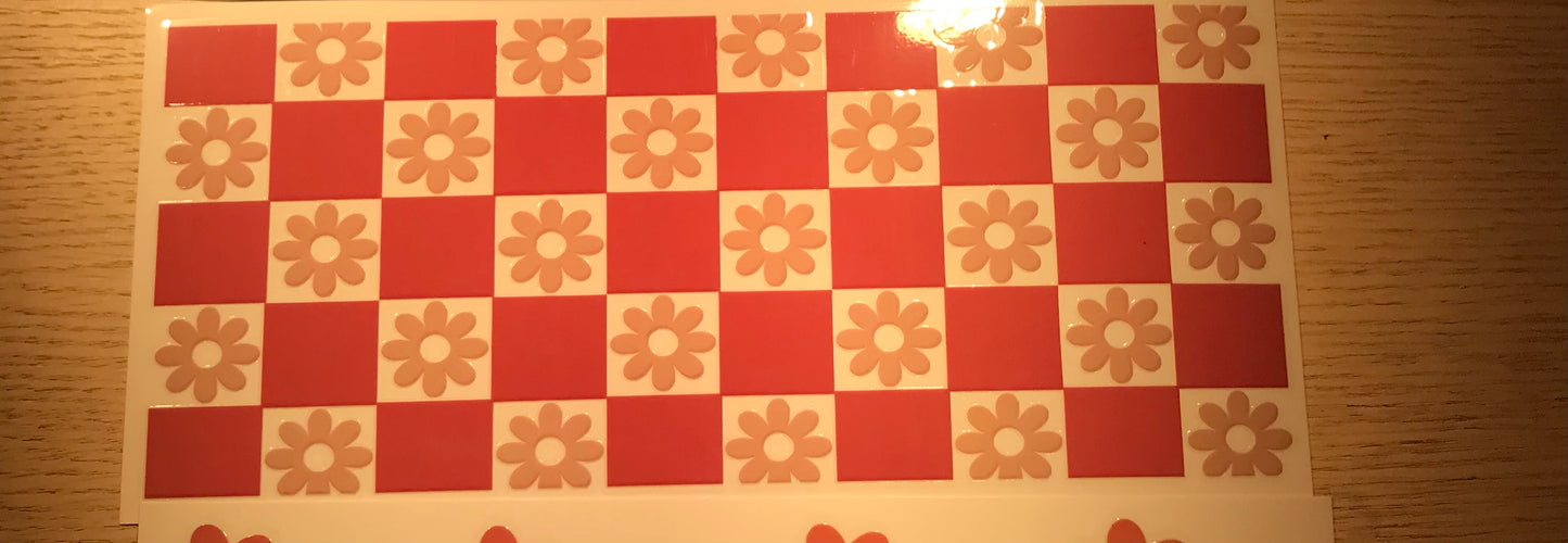 Flower w checkered background Decal Wrap
