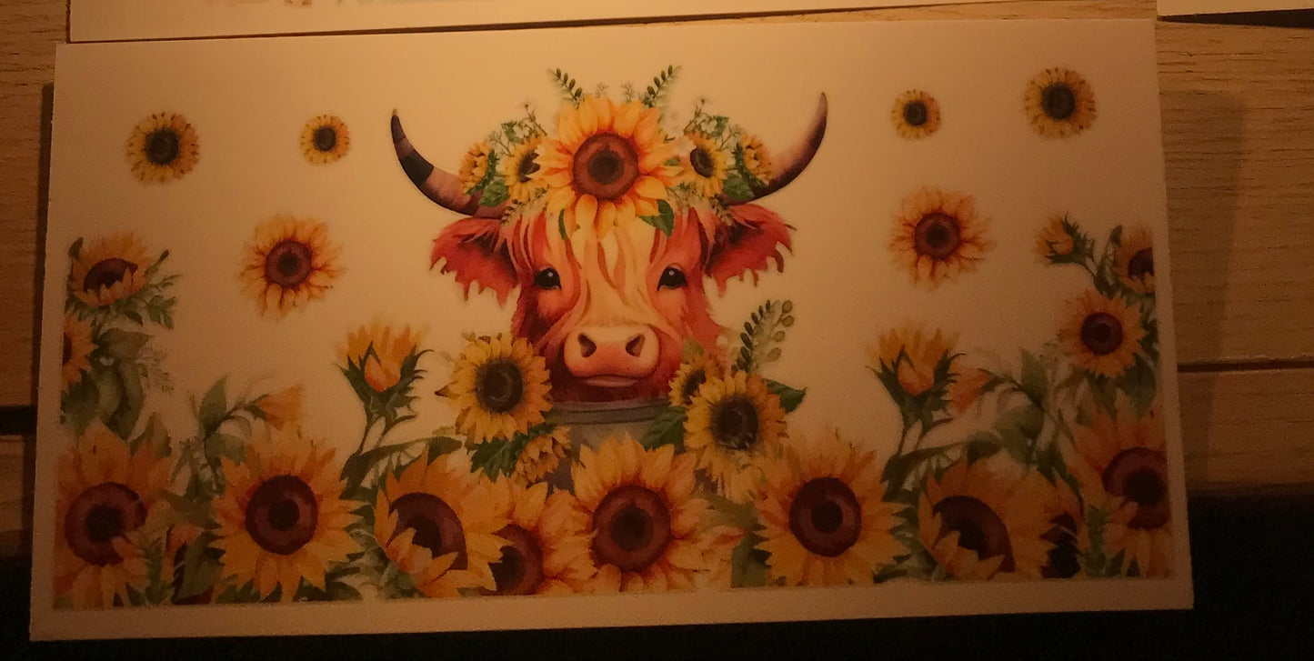 Highland cow with yellow sunflower Decal wrap