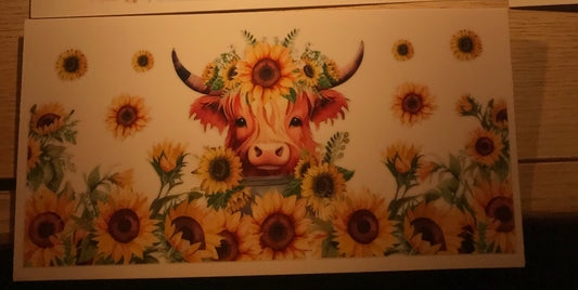 Highland cow with yellow sunflower Decal wrap