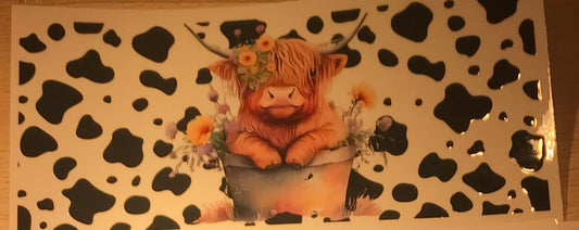 Highland Cow with black cow print Decal wrap