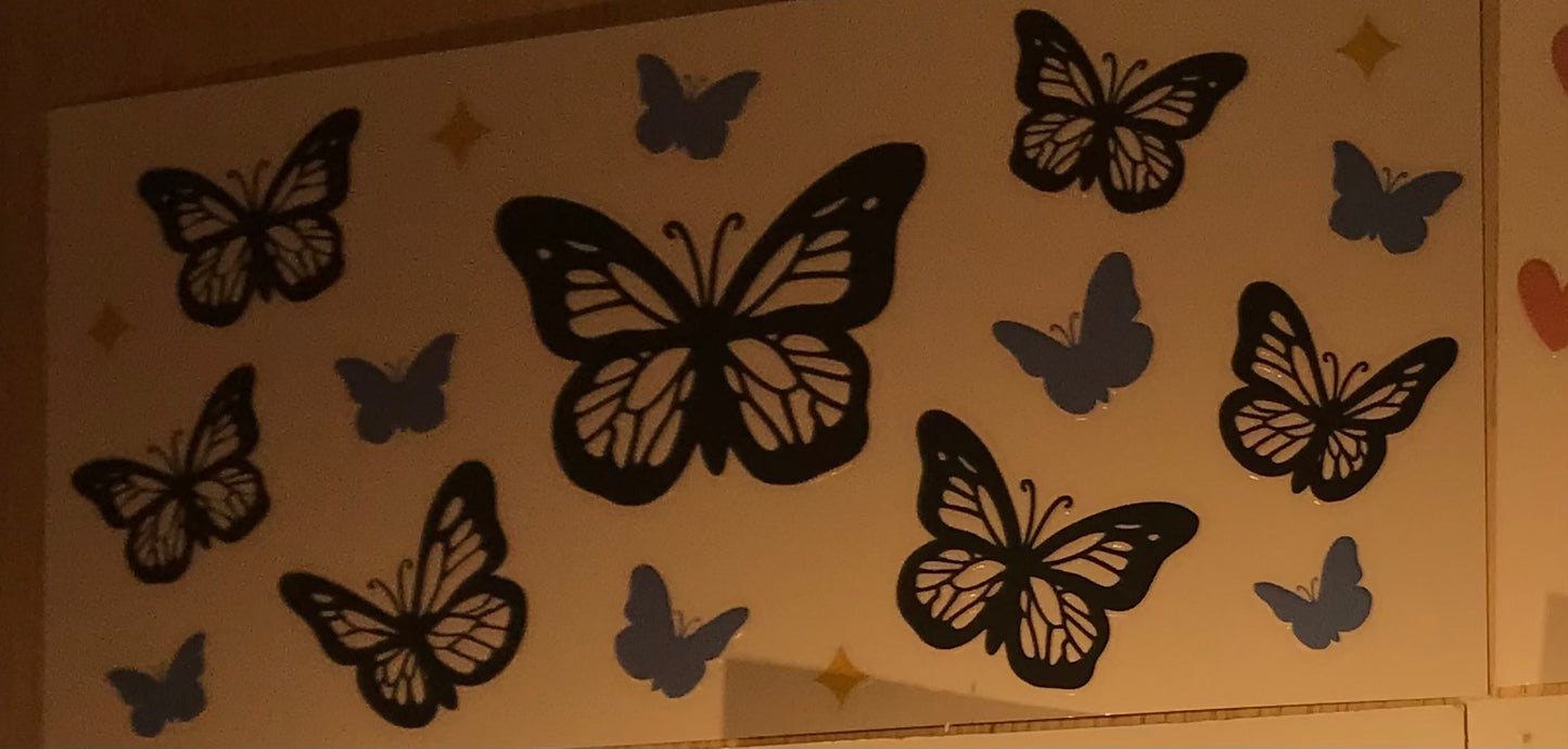 Black with blue butterflies Decal wrap