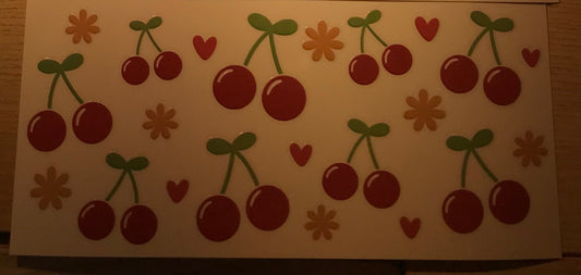 Red cherries with red hearts Decal wrap