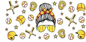 Hair Bun and Headband Softball Decal Wrap