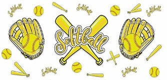Softball w Gloves and bats Decal Wrap