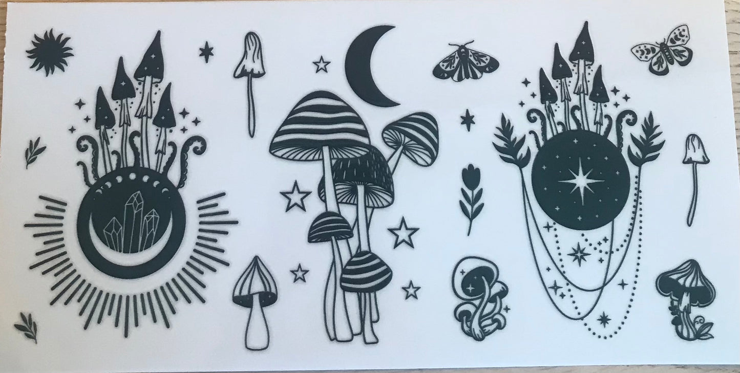 Black Mushrooms, Moon and Stars, Moths Decal Wrap