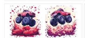 Monster Truck w Red Hearts Decal Wrap