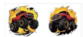 Monster Truck Red and Yellow Decal Wrap