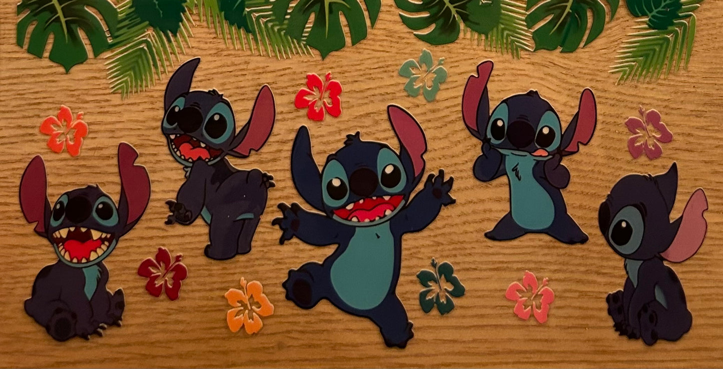 Stitch with Hawaiian Flowers Decal Wrap