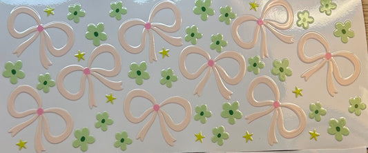Pink Bows and Green Flowers Decal Wrap