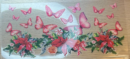 Red Butterflies and Christmas Decor Decal Wrap