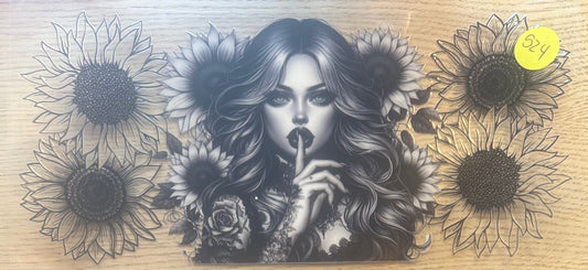 Girl with black Sunflowers Decal Wrap