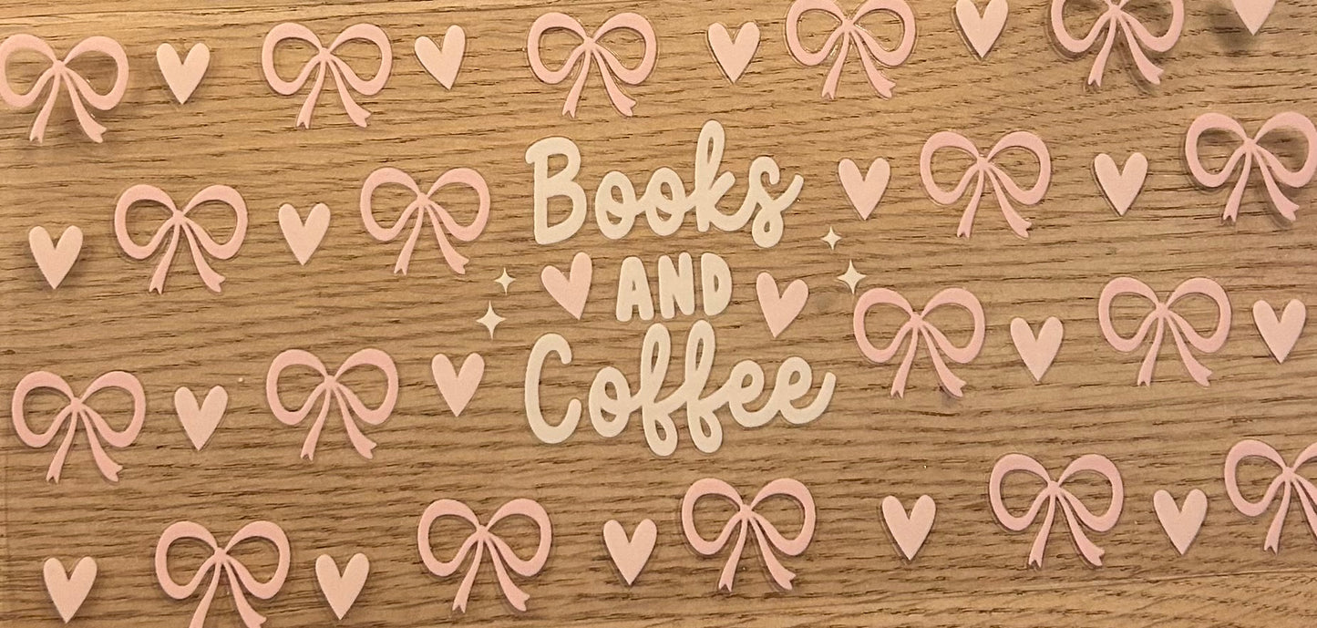 Books and Coffee Bows Decal