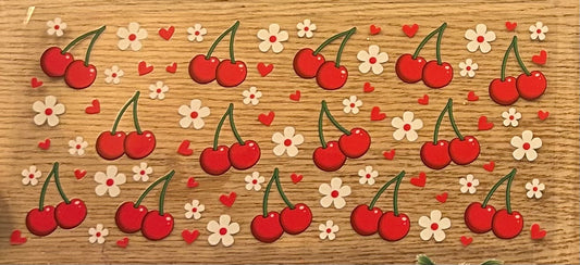 Cherries and white flowers