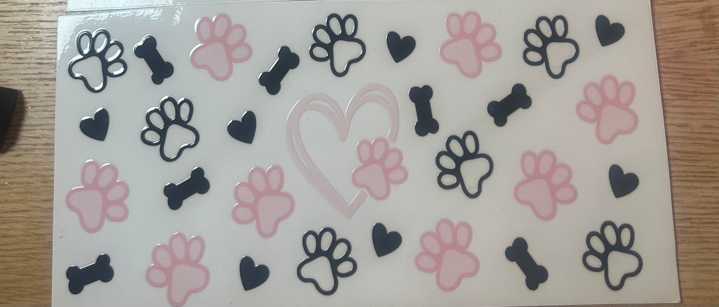 Dog Paws and Bones (dark pink)