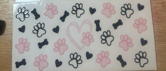 Dog Paws and Bones (dark pink)