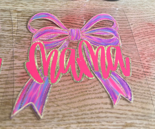 Mama with pink bow decal