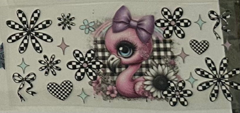 Flamingo with checkered hearts