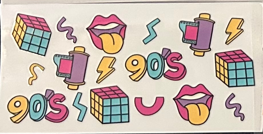 90s (yellow, pink, purple & blue)