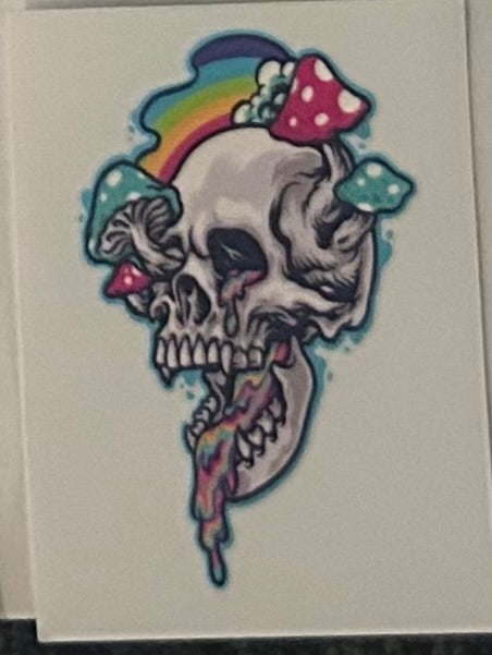 Skull with Mushrooms