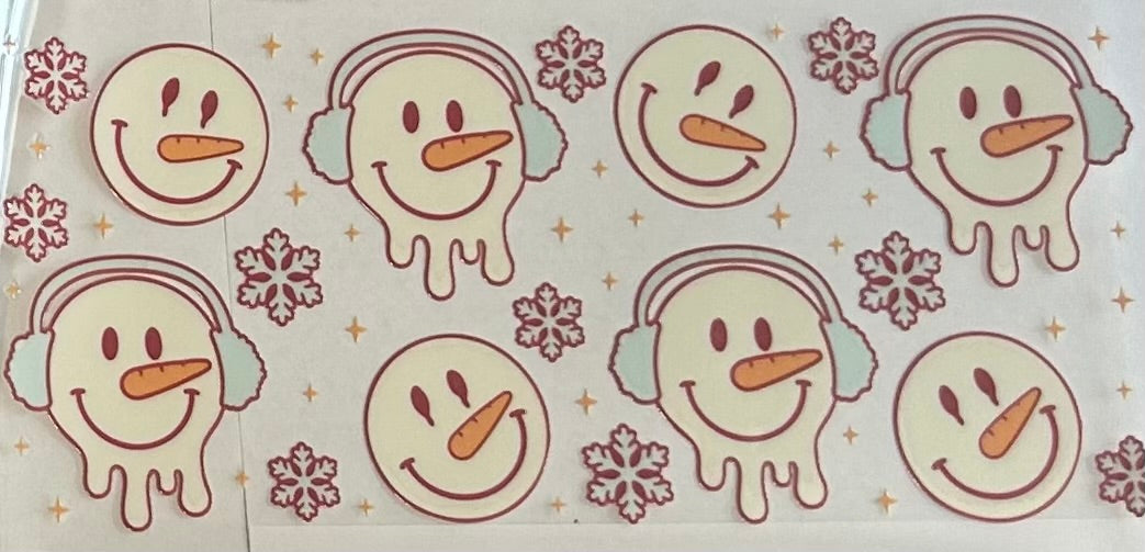 Snowman Melting (Red Outline)