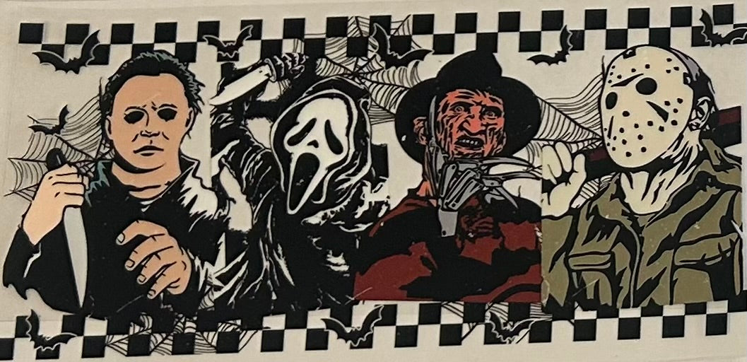 Spooky Characters with checkered tile